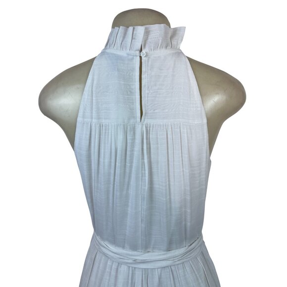 Banana Republic XS White Halter Maxi Dress With Ruffle Neck & Belted Waist - New - Picture 5 of 9